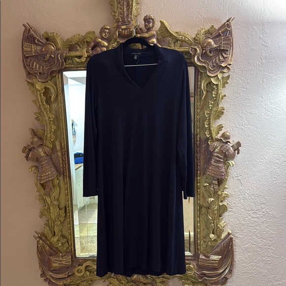 Eileen Fisher navy v neck swing dress - Picture 1 of 4